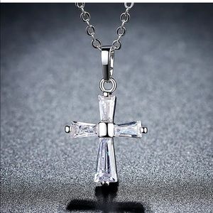 Silver tiny danity cross chain necklace